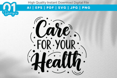 Care For Your Health SVG Quote Design Product Image 1
