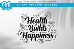 Health Builds Happiness SVG Quote Product Image 1
