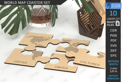 World Map Coasters Kit Laser Cut|Modern Drinks Coaster SVG Product Image 1