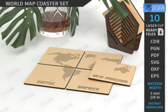 World Map Coasters Kit Laser Cut|Modern Drinks Coaster SVG Product Image 1