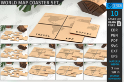 World Map Coasters Laser Cut Bundle | Modern Drinks Coasters Product Image 1