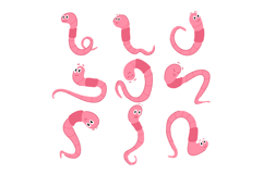 worm cartoon set cartoon Product Image 1