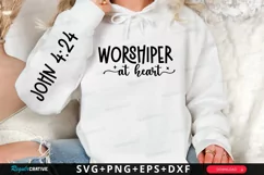 Worshiper At Heart Sleeve SVG, Christian SVG Design Product Image 1
