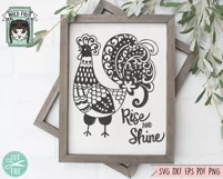 Rooster SVG Cut File, Rise And Shine SVG, Farm SVG Product Image 2