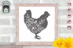Chicken SVG, Floral Chicken Silhouette SVG, Woodland Animal Product Image 3