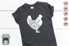 Chicken SVG, Floral Chicken Silhouette SVG, Woodland Animal Product Image 2