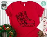 Ice Skates SVG File, Floral Ice Skates SVG, Ice Skating SVG Product Image 3