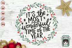 Most Wonderful Time of the Year SVG, Christmas Wreath SVG Product Image 1