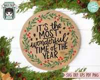 Most Wonderful Time of the Year SVG, Christmas Wreath SVG Product Image 3