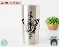 Floral Butterfly SVG Cut File, Butterfly Flowers PNG File Product Image 2