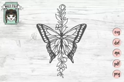 Floral Butterfly SVG Cut File, Butterfly Flowers PNG File Product Image 1