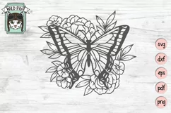 Flower Butterfly PNG File, Butterfly Floral SVG Cut File Product Image 1