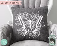 Flower Butterfly PNG File, Butterfly Floral SVG Cut File Product Image 2