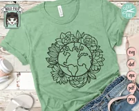 Love the Earth SVG File, Floral Earth Day Shirt SVG Product Image 3