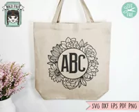 Flower Circle Monogram Frame SVG File Product Image 3