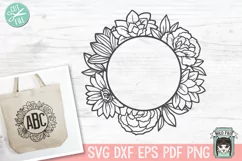 Flower Circle Monogram Frame SVG File Product Image 1