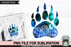 Galaxy Bear Paw PNG Sublimation, Space PNG, Celestial PNG Product Image 1