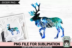 Galaxy Reindeer PNG Sublimation, Caribou PNG, Winter PNG Product Image 1