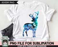 Galaxy Deer PNG Sublimation, Reindeer PNG, Winter PNG, Space Product Image 2