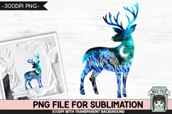 Galaxy Deer PNG Sublimation, Reindeer PNG, Winter PNG, Space Product Image 1