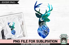 Galaxy Deer PNG Head Sublimation, Deer PNG, Winter PNG Product Image 1