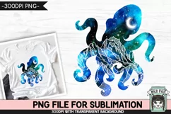Galaxy PNG Sublimation, Octopus PNG, Celestial PNG, Space Product Image 1