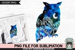 Galaxy PNG Sublimation, Owl PNG, Watercolor PNG, Bird PNG Product Image 1