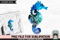 Galaxy PNG Sublimation, Seahorse PNG, Celestial PNG, Space Product Image 1
