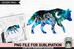 Galaxy PNG Sublimation, Wolf PNG, Wolves PNG, Watercolor PNG Product Image 1