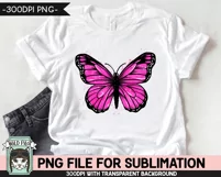 Monarch Butterfly Sublimation PNG, Breast Cancer Awareness Product Image 2