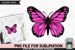 Monarch Butterfly Sublimation PNG, Breast Cancer Awareness Product Image 1