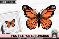 Monarch Watercolor Butterfly Sublimation PNG, Awareness PNG Product Image 1