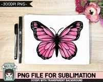 Pink Watercolor Butterfly Sublimation PNG, Breast Cancer PNG Product Image 3