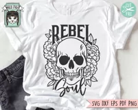 Flower Skull SVG File, Rebel Soul SVG, Halloween Shirt SVG Product Image 2