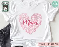 Floral Mom Heart SVG File, Mothers Day Shirt SVG Cut File Product Image 2