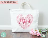 Floral Mom Heart SVG File, Mothers Day Shirt SVG Cut File Product Image 3