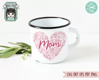 Floral Mom Heart SVG File, Mothers Day Shirt SVG Cut File Product Image 4