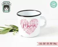 Floral Mama Heart SVG File, Mothers Day Shirt SVG Cut File Product Image 4