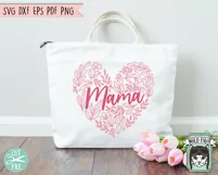 Floral Mama Heart SVG File, Mothers Day Shirt SVG Cut File Product Image 3