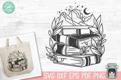 Books SVG, Plant SVG, Stack of Books SVG, Mystical SVG File Product Image 1