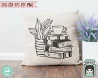 Books SVG, Plant SVG, Stack of Books SVG, Teacup SVG, Coffee Product Image 2