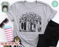 Book SVG, Flowers SVG, Reading SVG, Floral Teacher Shirt SVG Product Image 2