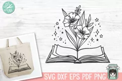 Book SVG, Reading SVG, Floral SVG, Flower Teacher Shirt SVG Product Image 1