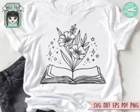 Book SVG, Reading SVG, Floral SVG, Flower Teacher Shirt SVG Product Image 2