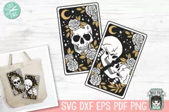 Floral Skull Tarot Cards SVG, Halloween Shirt SVG, Gothic Product Image 1
