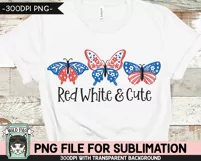July 4th Butterfly Sublimation Design PNG, 4th of July Shirt Product Image 3