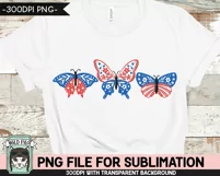 July 4th Butterfly Sublimation Design PNG, 4th of July PNG Product Image 2