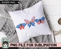 July 4th Butterfly Sublimation Design PNG, 4th of July PNG Product Image 3
