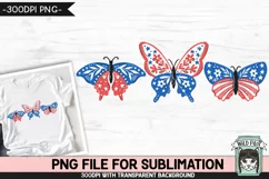 July 4th Butterfly Sublimation Design PNG, 4th of July PNG Product Image 1