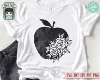 Apple SVG, Teacher Gift SVG, Teacher Shirt SVG, Floral Apple Product Image 2